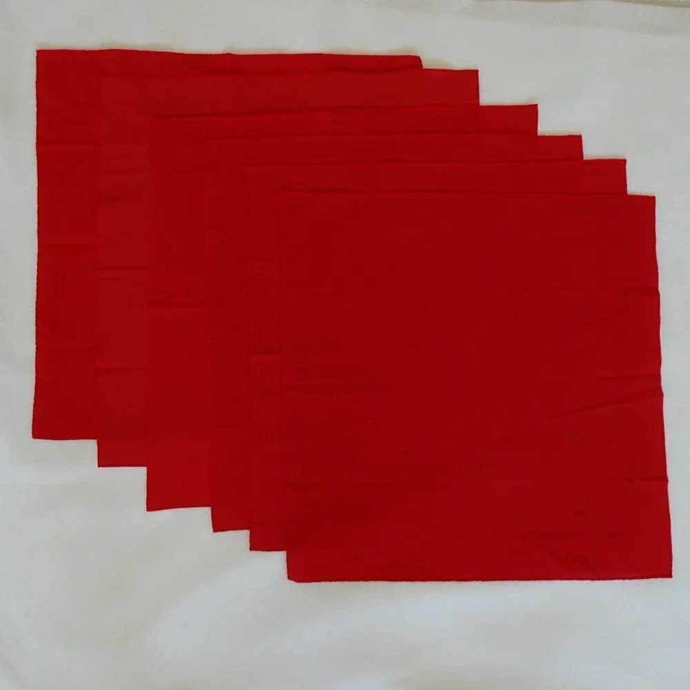 Cloth Napkins Set of 8 Vintage Square Solid Red + Multicolor